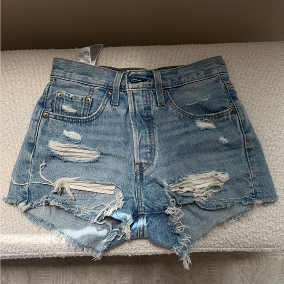Levi's Pants - Levi's Light Blue Distressed Denim Cutoff Shorts